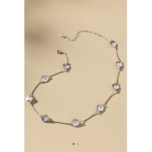Anthropologie Delicate Crystal Station Necklace Silver | NWT